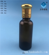 30ml電鍍大頭蓋茶色玻璃精油瓶