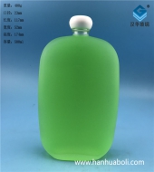 500ml長(zhǎng)方形磨砂玻璃扁酒瓶