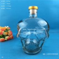 800ml骷髏頭工藝玻璃酒瓶